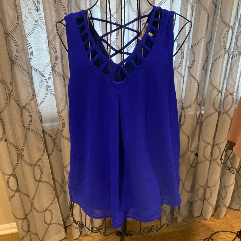 Blue CrissCross Blouse